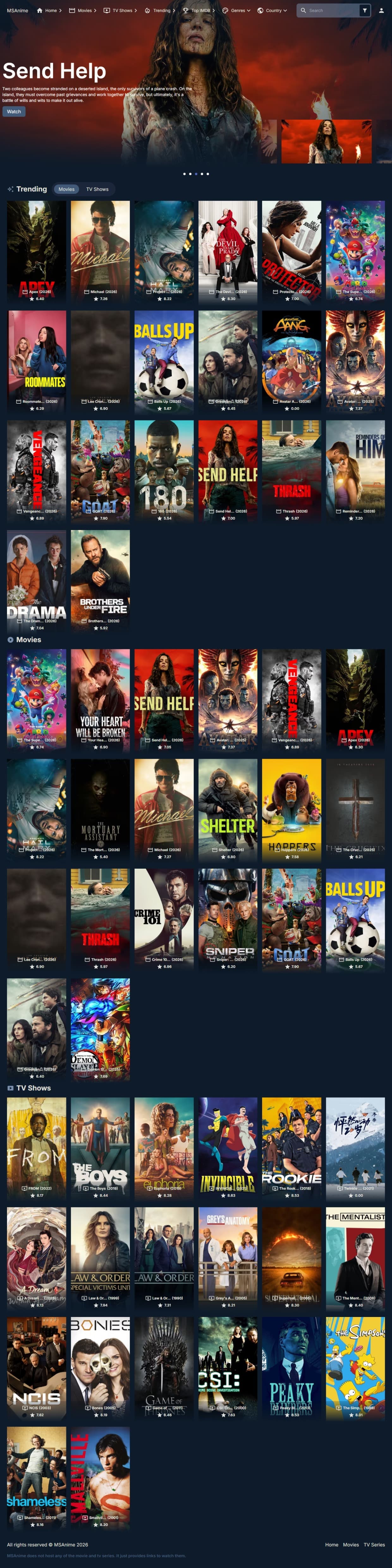Online Streaming Service (OSS) interface preview